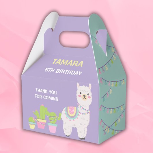 LLAMA FUN Lila en aqua Favor Box Bedankdoosjes