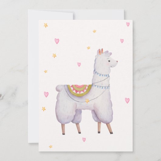 Llama Fun Llama thema verjaardag uitnodiging (Achterkant)