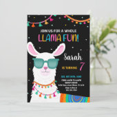 Llama Fun Llama Verjaardag Uitnodigingen (Staand voorkant)