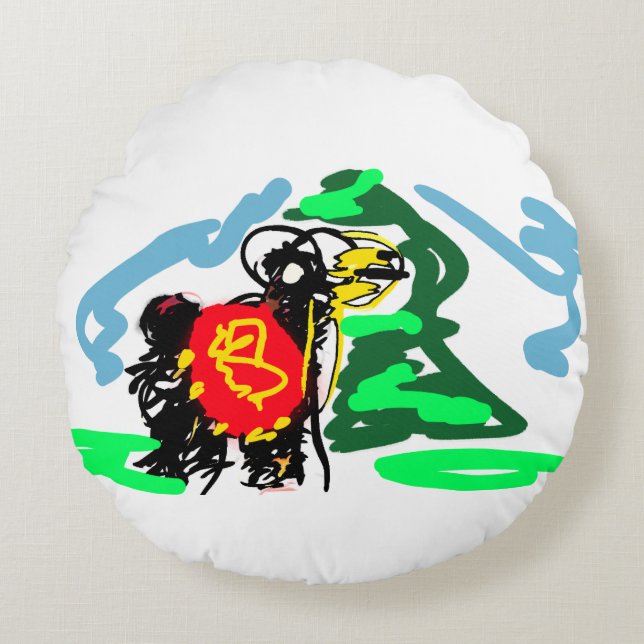 Llama  fun   rond kussen (Voorkant)