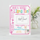 Llama Fun Valentijnsdag Money Gift Kaart Holder (Staand voorkant)