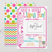 Llama Fun Valentijnsdag Money Gift Kaart Holder (Voorkant / Achterkant)