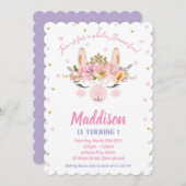 Llama Fun Verjaardag Uitnodigingen Meisjes Alpaca (Voorkant / Achterkant)