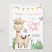 Llama Fun Waterverf Birthday Uitnodiging (Voorkant)