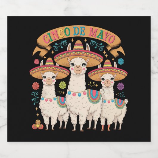 Llama Funny Cinco De Mayo Fiesta Party Bier Etiket (Enkel label)