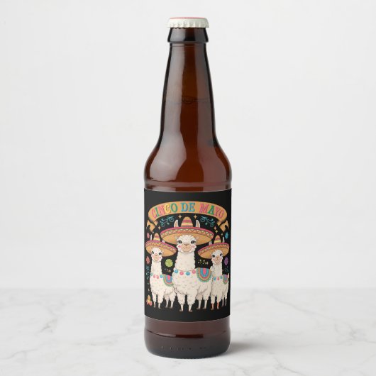 Llama Funny Cinco De Mayo Fiesta Party Bier Etiket (Voorkant)