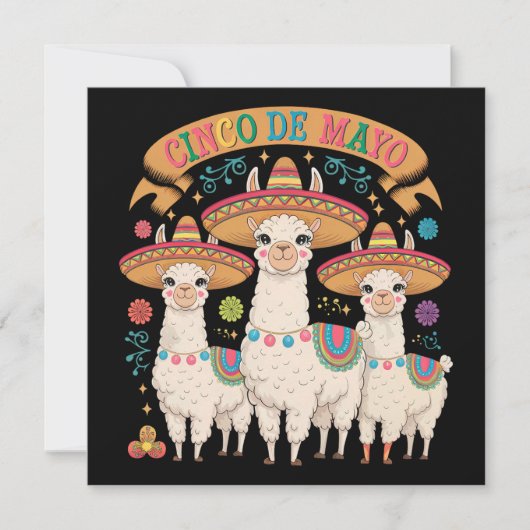 Llama Funny Cinco De Mayo Fiesta Party Kaart (Voorkant)