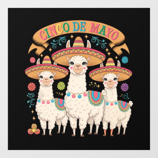 Llama Funny Cinco De Mayo Fiesta Party Raamsticker (Vel)