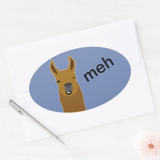 Llama Funny Face Ovale Sticker (Envelop)