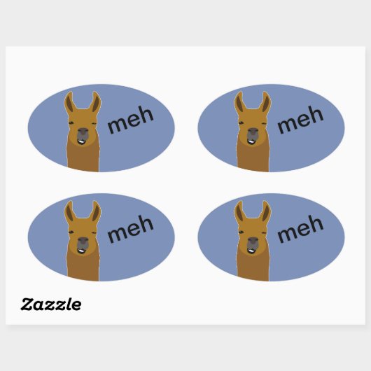 Llama Funny Face Ovale Sticker (Vel)