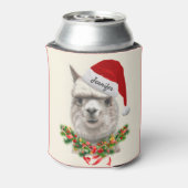 Llama Funny kerststooking Stuffer Santa Hat Blikjeskoeler (Blikje Achterkant)