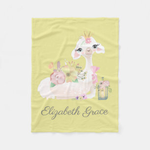 Llama Geel en Wit met Bloemen Babydeken Fleece Deken