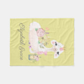 Llama Geel en Wit met Flowers Baby Blanket Fleece Deken (Voorkant (Horizontaal))
