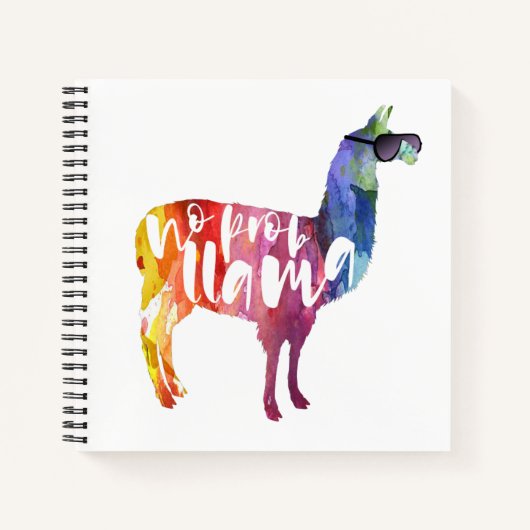 Llama. Geen Probllama. Geen prob-lama. Funny Sayin Notitieboek (Voorkant)