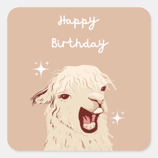 Llama Gefeliciteerd Vierkante Sticker (Voorkant)