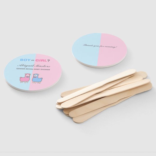 Llama Geslacht Onthullen Baby shower Hand Fan Handwaaier (Niet-gemonteerd)