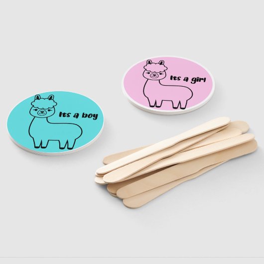 Llama geslachtsopenbaring handwaaier (Niet-gemonteerd)