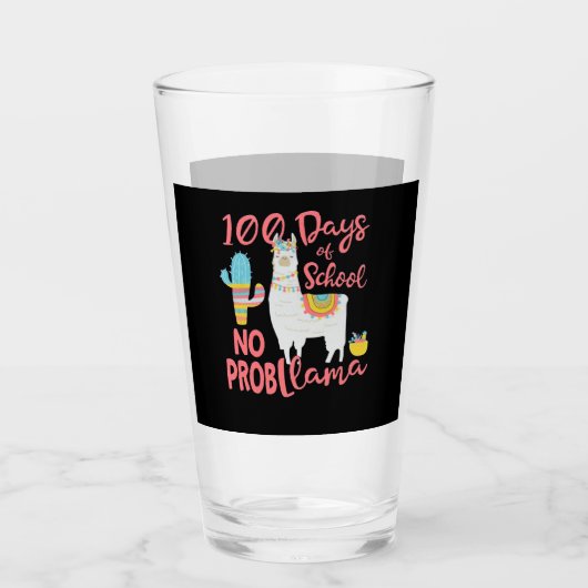 Llama Gift | 100 schooldagen geen Prob Llama Glas (Voorkant)