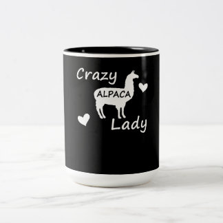 Llama Gift | Crazy Alpaca Lady Tweekleurige Koffiemok