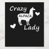 Llama Gift | Crazy Alpaca Lady Wijn Etiket (Enkel label)
