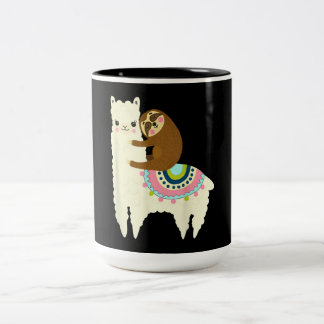 Llama Gift | Cute Llama & Sloth, Best Friends Tweekleurige Koffiemok