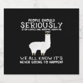 Llama Gift | Mensen moeten serieus Sparkling Wijnetiket (Enkel label)