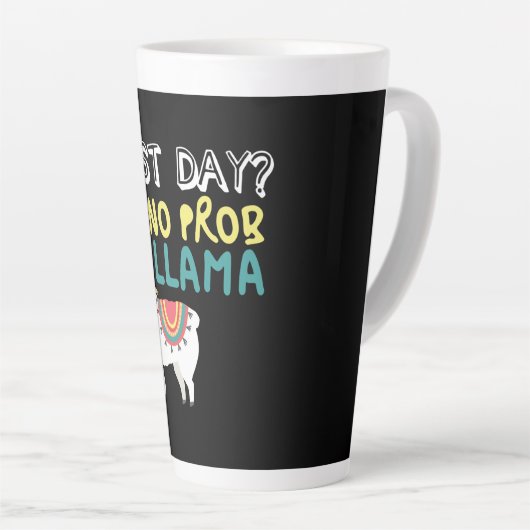 Llama Gift | Testdag geen ProbLlama Funny Costume Latte Mok (Rechterhoek)