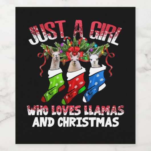 Llama Gift | Wie houdt van lama's en kerst Wijn Etiket (Enkel label)