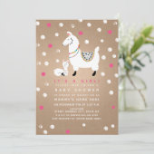 Llama Girl Baby shower Kaart (Staand voorkant)