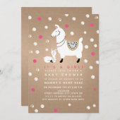 Llama Girl Baby shower Kaart (Voorkant / Achterkant)