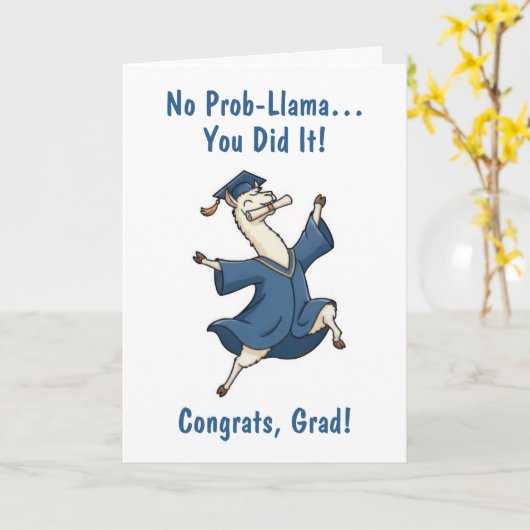 Llama Graduation Card Kaart (Gele Bloem)