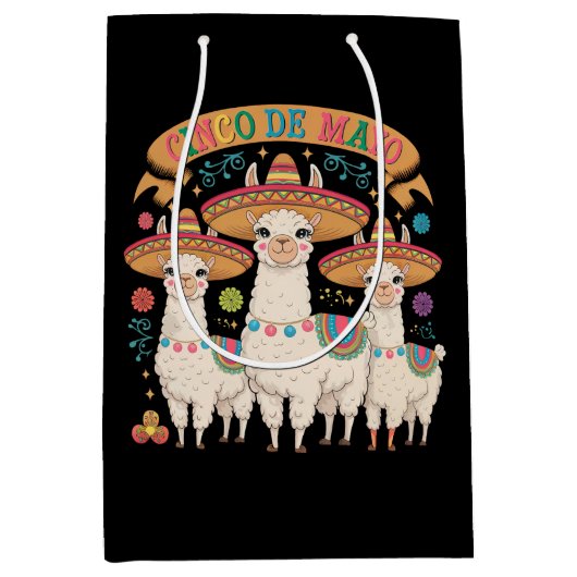 Llama Grappige Cinco De Mayo Feest Partij Medium Cadeauzakje (Voorkant)