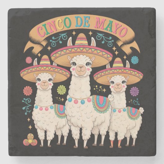 Llama Grappige Cinco De Mayo Feest Partij Stenen Onderzetter (Voorkant)