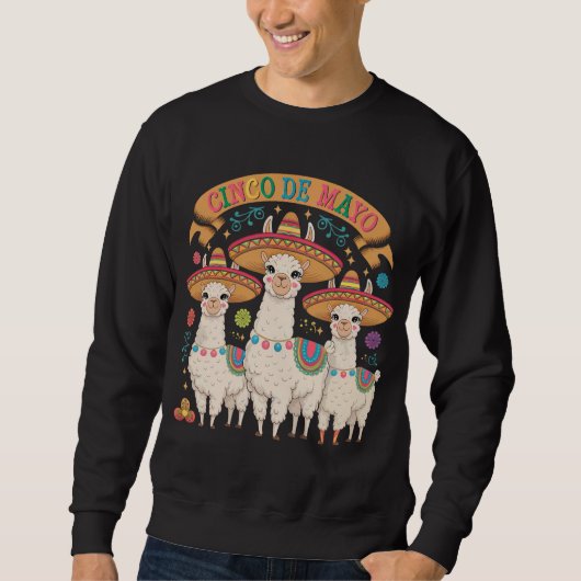 Llama Grappige Cinco De Mayo Feest Partij Trui (Voorkant)