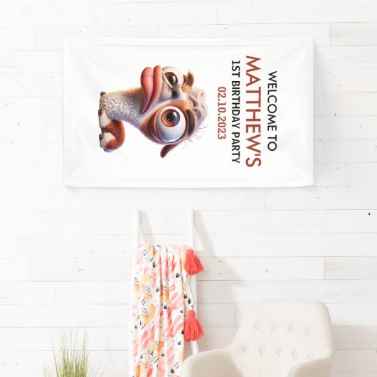 llama grappige karikaturen Mexicaanse 1e verjaarda Spandoek (Insitu)