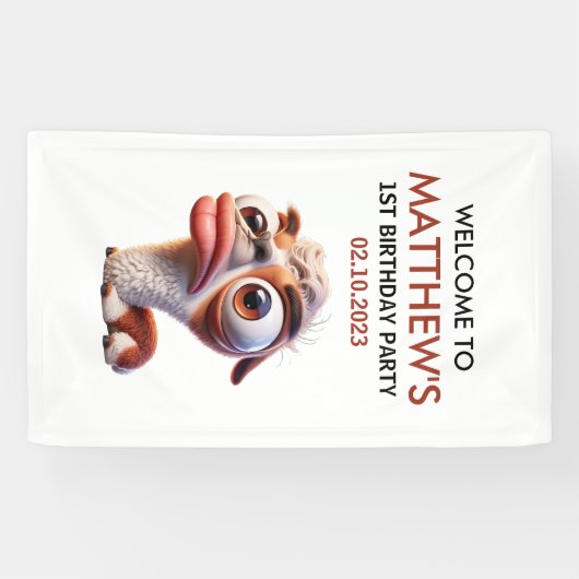 llama grappige karikaturen Mexicaanse 1e verjaarda Spandoek (Horizontaal)