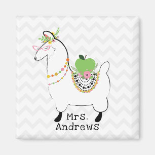 Llama Green Apple Floral Chevron Magneet