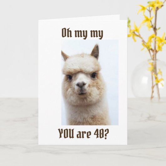 ** LLAMA** GREETING" VOOR DE "40e" GROENDAG Kaart (Gele Bloem)