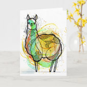 Llama Greetings Card Kaart (Gele Bloem)