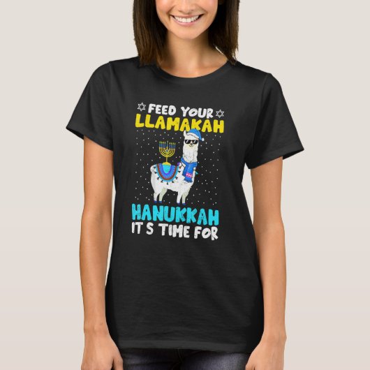Llama Hanukkah Costume Alpaca Chanukah Feed Your L T-shirt (Voorkant)