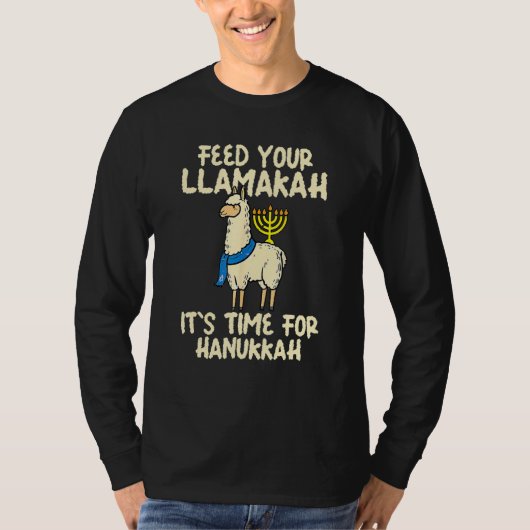 Llama Hanukkah Pajamas Chanukah Feed Your Llamakah T-shirt (Voorkant)