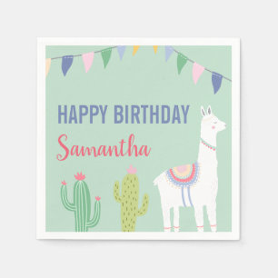 Llama Happy Birthday Fiesta Party Servet