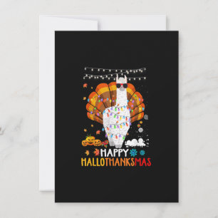Llama Happy Halothanksmas Halloween Thanksgiving Kaart