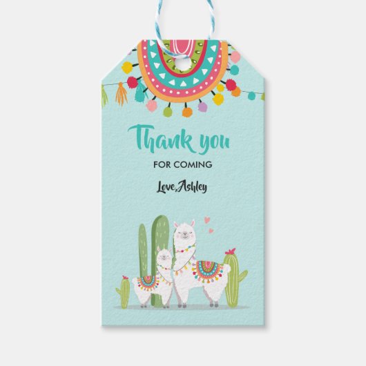 Llama Hartelijk dank Labels Fiesta Cactus Baby sho Cadeaulabel (Voorkant)