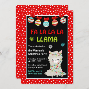 Llama Holiday Christmas Party Kaart