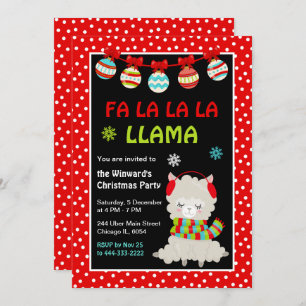 Llama Holiday Christmas Party Kaart