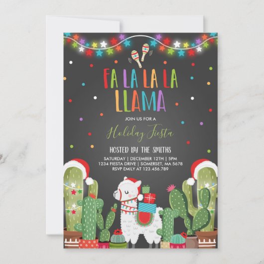 Llama Holiday Party Nodig Llama kerstfeest uit Kaart (Voorkant)