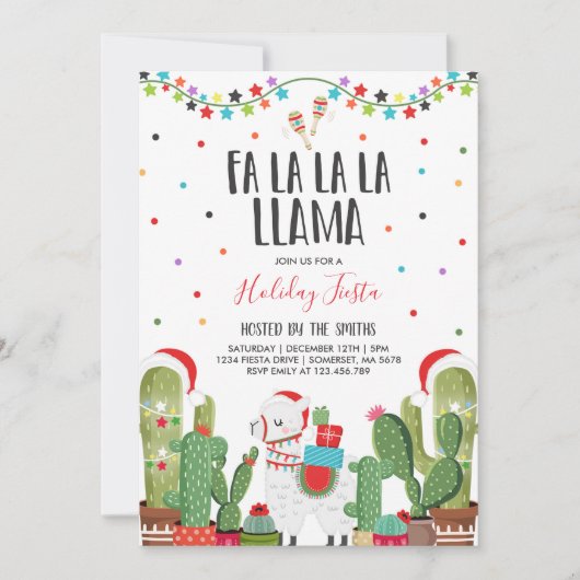 Llama Holiday Party nodigt Llama Kerstfeest uit Kaart (Voorkant)