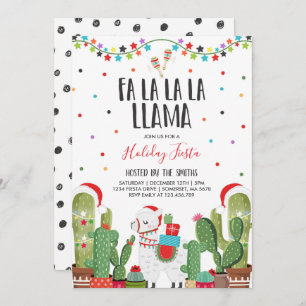 Llama Holiday Party nodigt Llama Kerstfeest uit Kaart