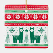Llama Holiday Ugly Sweater Keramisch Ornament (Achterkant)